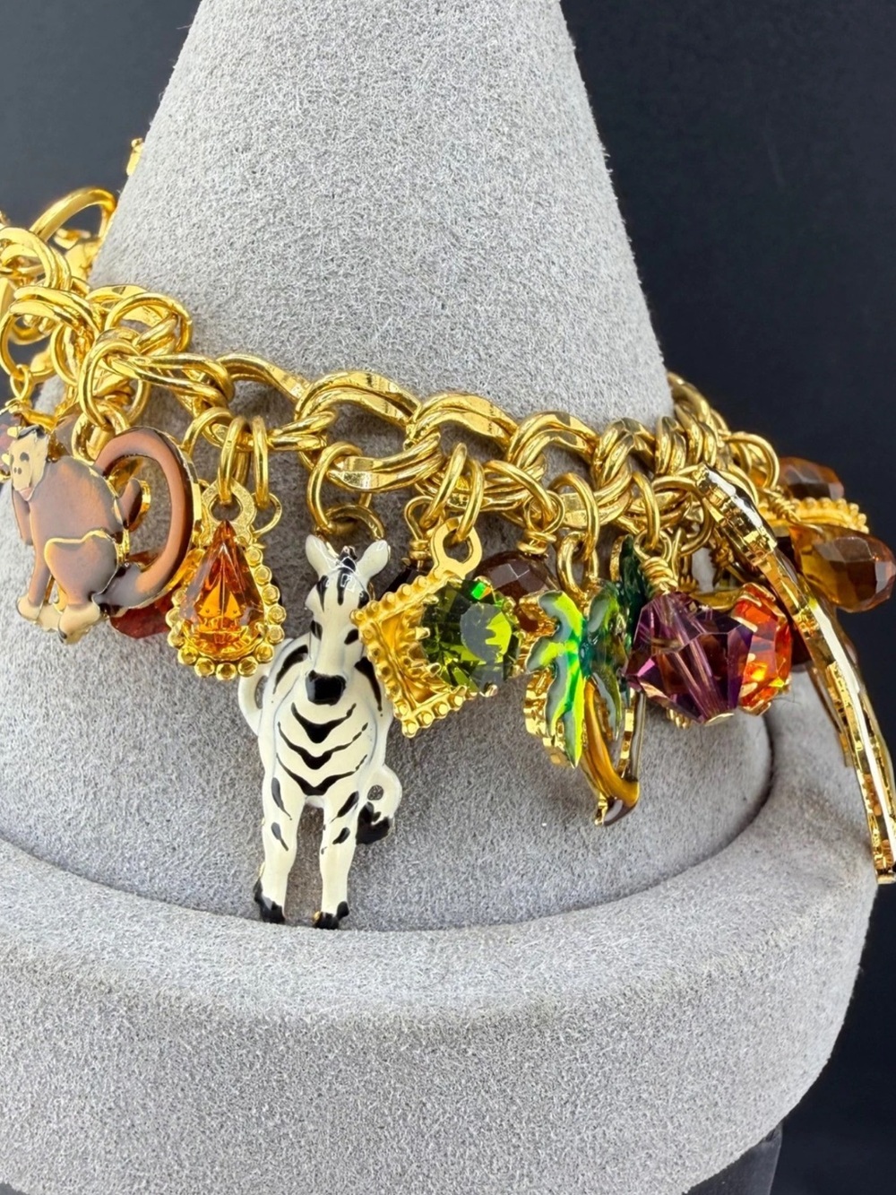 LUNCH at the RITZ Multicolor SAFARI Animal Charm Bracelet - Zebra & Gem Accen